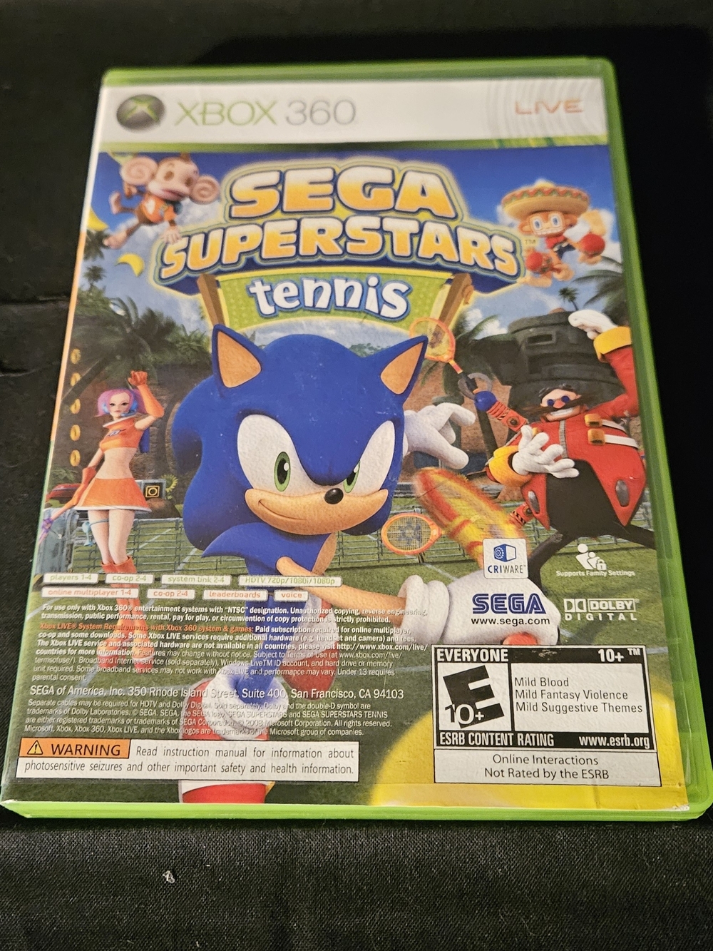 Sega SuperStars Tennis & Xbox Live Arcade (Xbox 360) - Blue Cover 2 Discs